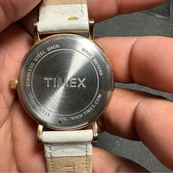 Timex Ladies Watch Gold Tone Roman Numeral White Dial White Band Working - Picture 6 of 8